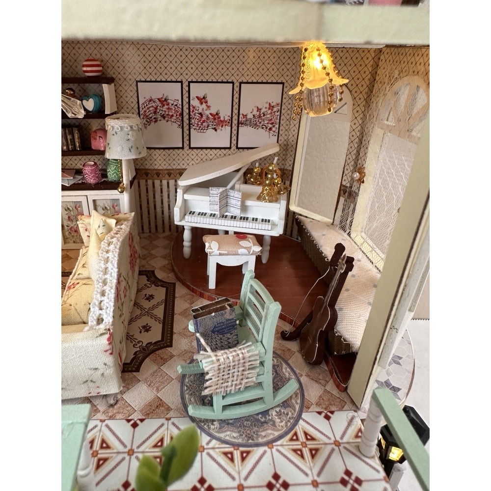 Built DIY Miniature Dollhouse Countryside Estate 3-Story Villa Model Light Up - Picture 11 of 16